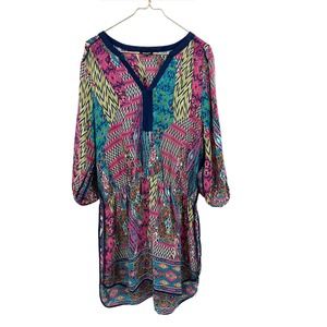 Tolani 100% Silk Hi-Low Tunic Dress Large